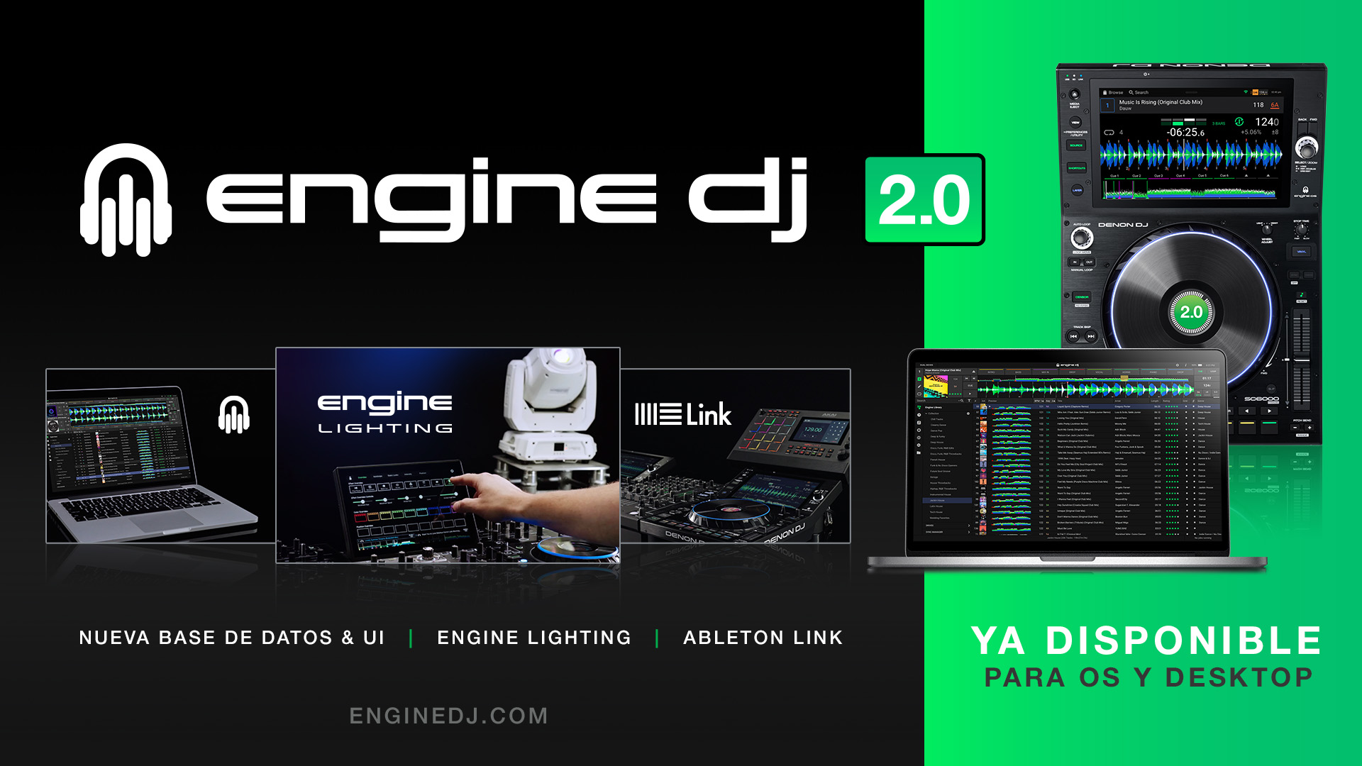 ENGINE DJ® 2.0 presenta novedades como ABLETON LINK, control de iluminación integrado en los dispositivos DENON DJ